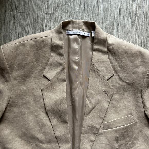 Vintage The Sharper Image Tan 100% Linen Single Breast Jacket Blazer Size Large - Picture 2 of 7